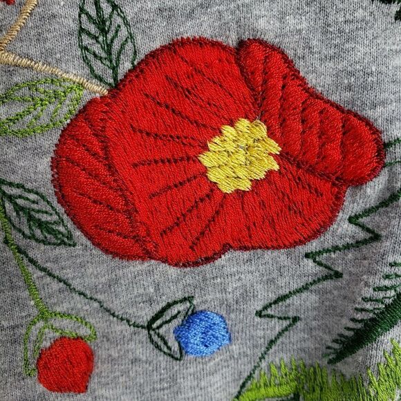 LA Cera Floral Embroidery Shirt Gray Long Sleeve - Picture 5 of 10